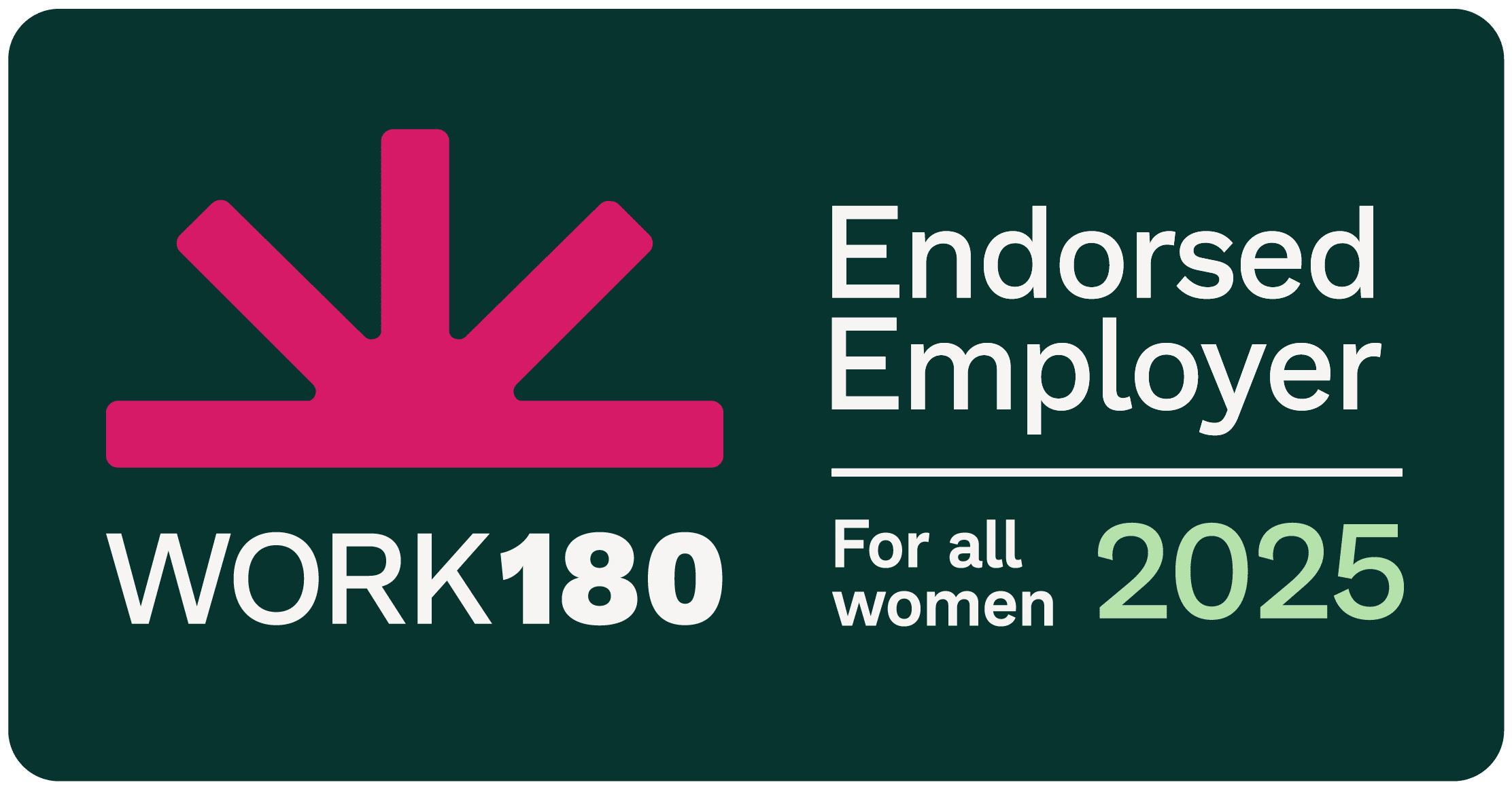 Endorsement badge from Work180, Endorsed Employer for all women 2025