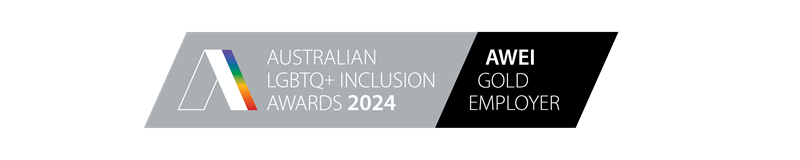 Badge for Australian LGBTQ+ Inclusion Awards 2024, AWEI Gold Employer