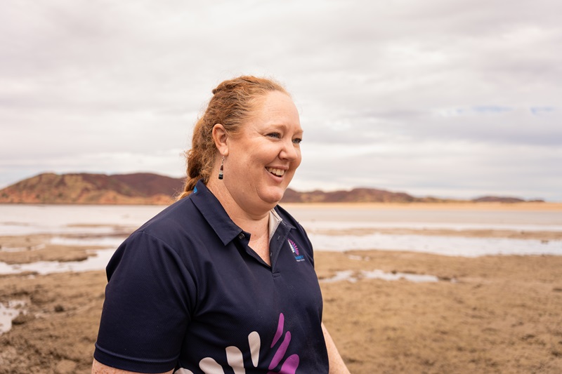 Educator Kiara Sinclair smiles as she participates in CSIRO Education Living STEM program activity in the Pilbara