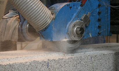 Tool cutting through rock 