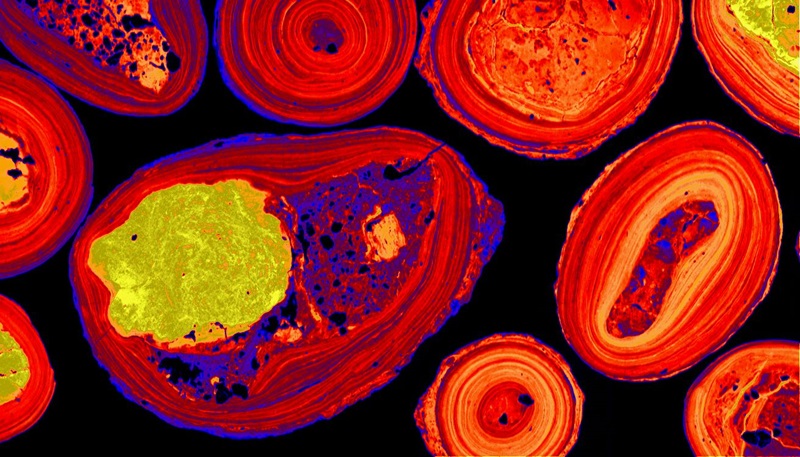 Characterisation image of natural mineral iron-oxide nodules