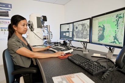 Scientist using computer 