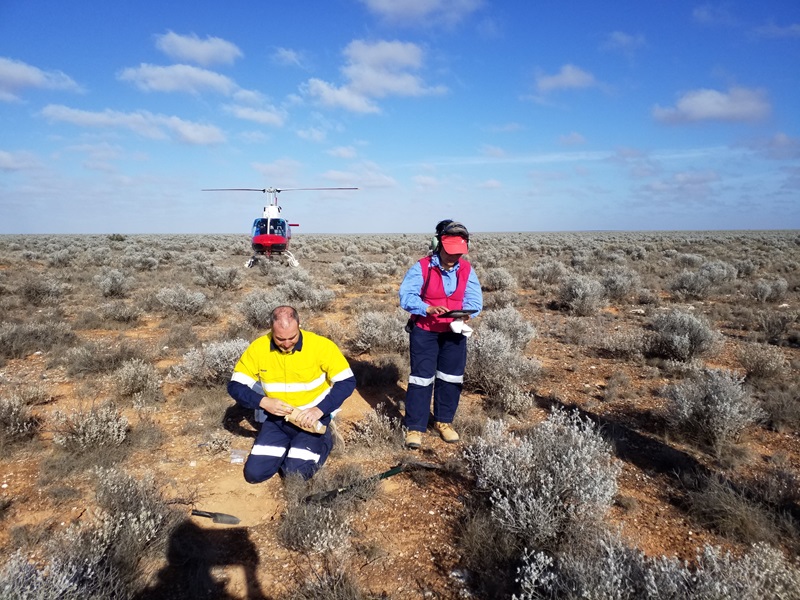 Geologists sampling in the field 