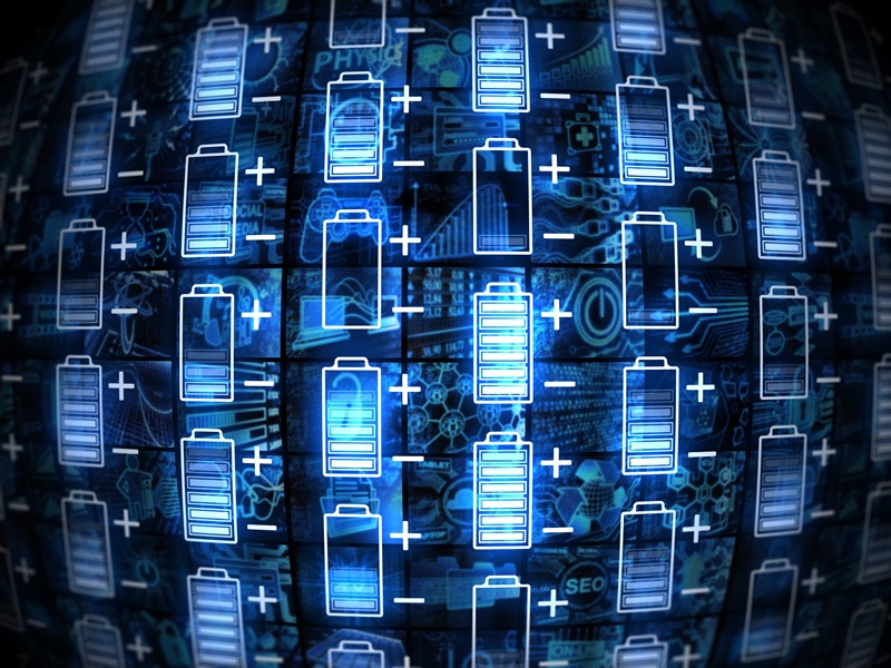 Digital batteries showing different levels of chargee 