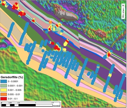 Multicoloured contour map