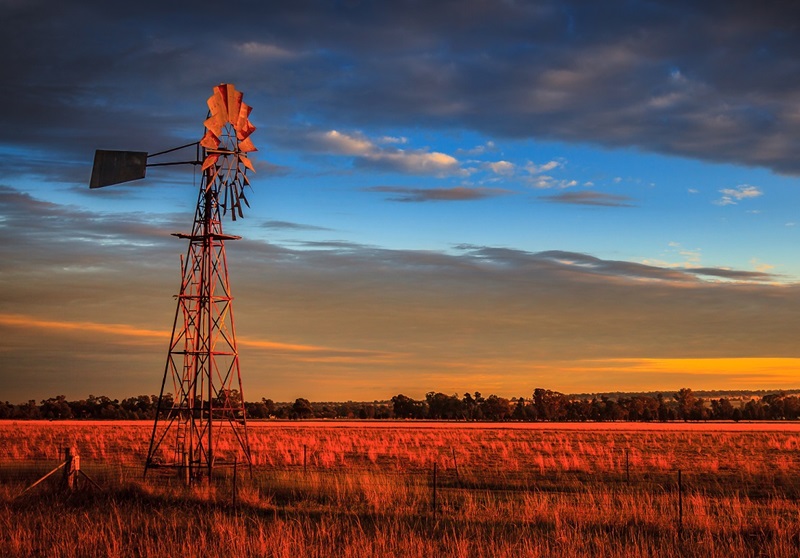 Windmill at sunset