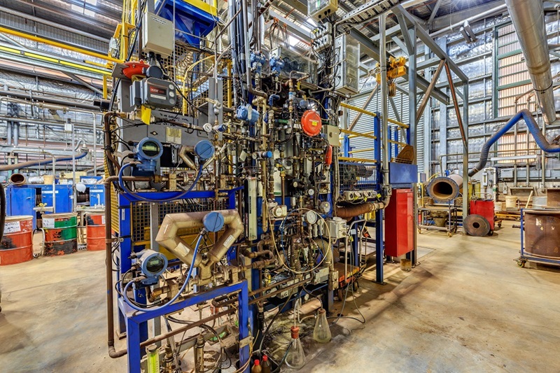 Industrial rigging in a warehouse