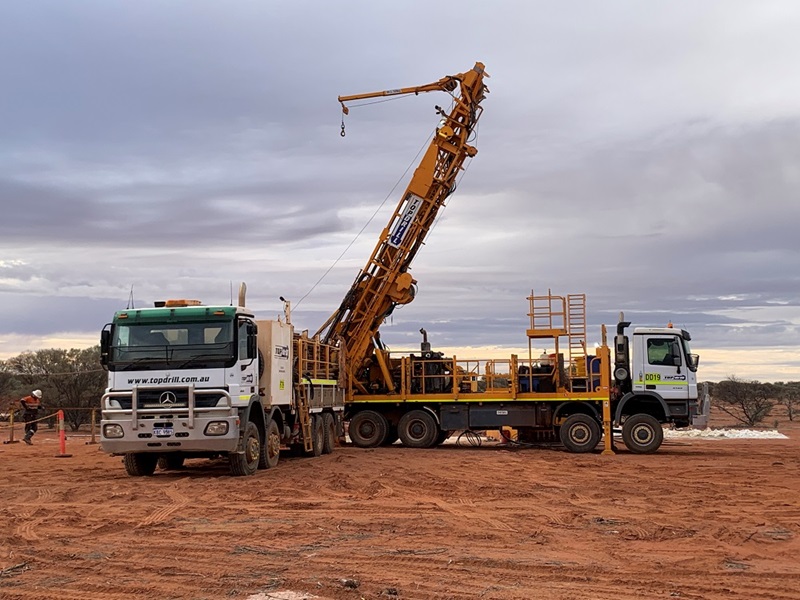 Truck with rock drill