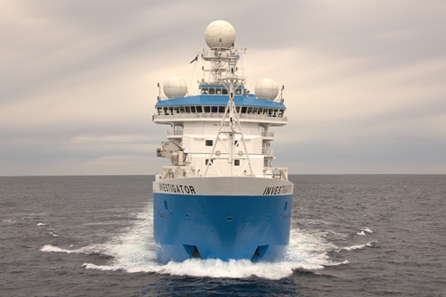 Bow view of CSIRO's research vessel (RV) Investigator.