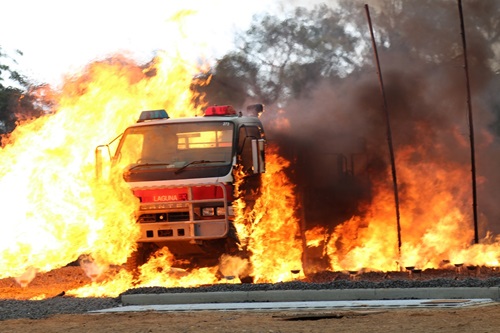 CSIRO testing firefighting vehicles to support development of crew protection systems at the NSW Rural Fire Service Hot Test Fire Facility at Mogo in New South Wales (NSW).