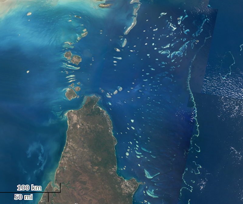 Satellite image of Cape York and Torres Strait Islands.