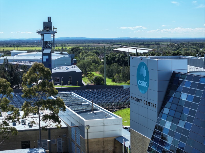 Newcastle energy centre from above, with green landscape in the background