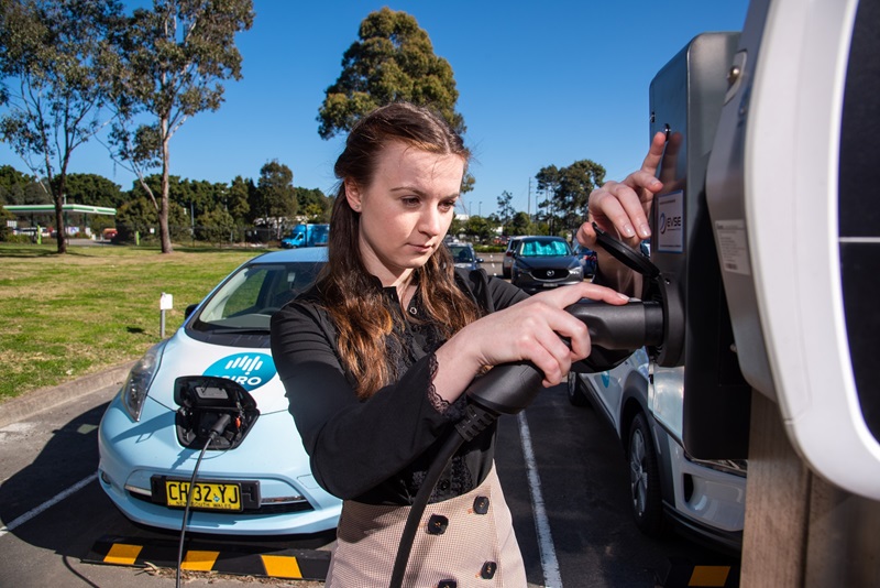 Electric vehicle charging facilities at our Energy Centre in Newcastle